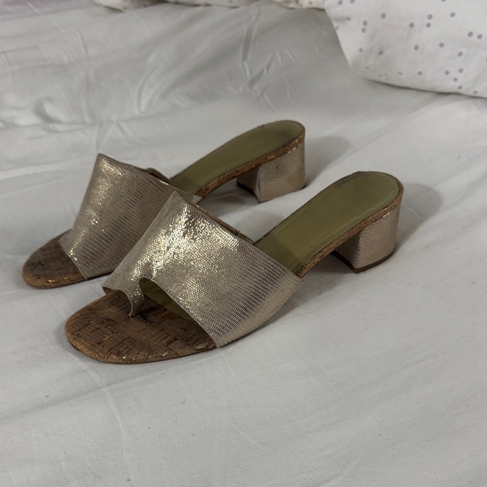 Donald Pliner Platino Lizard Suede Sandal